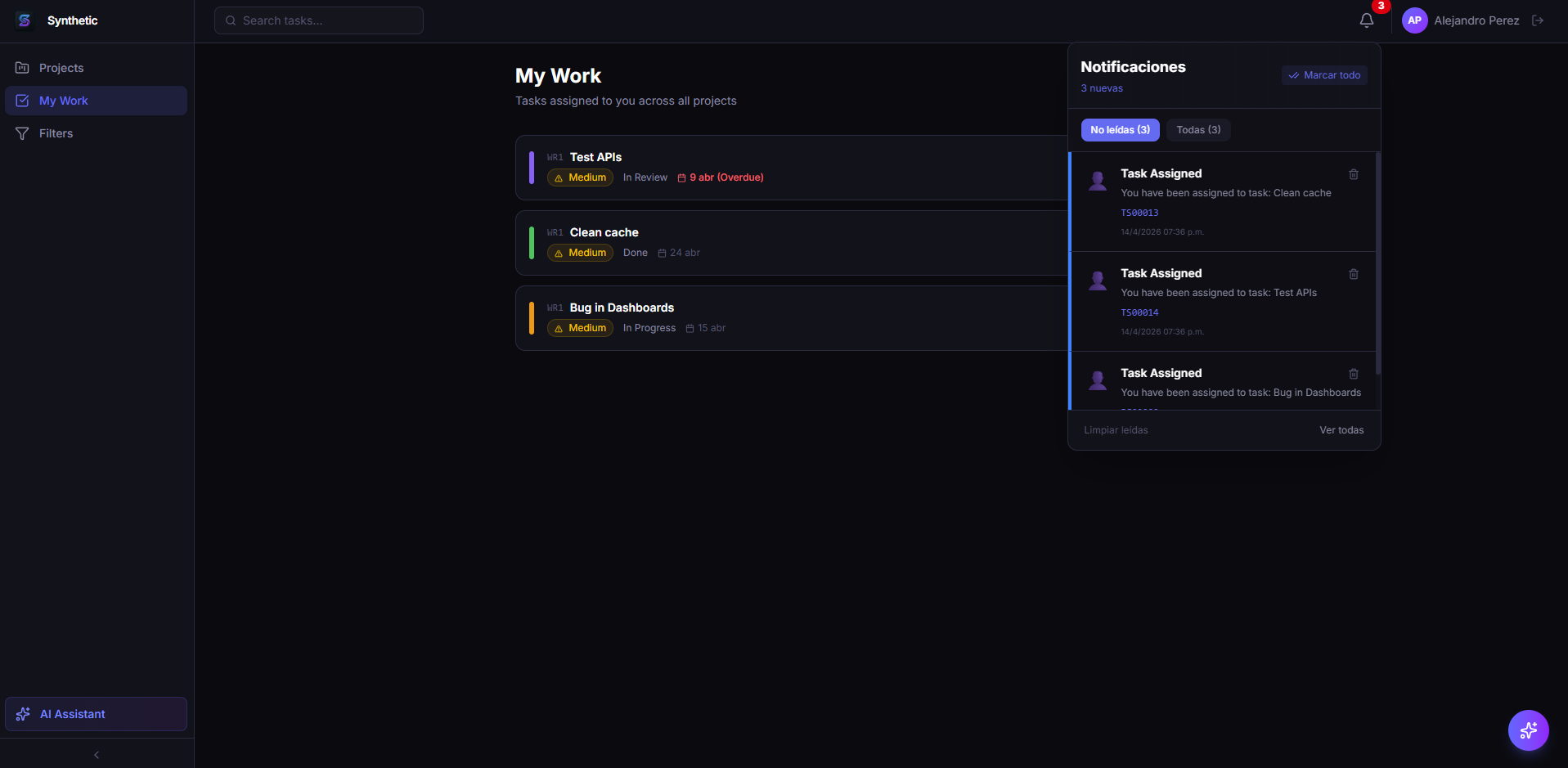 Productividad Diaria en Synthetic